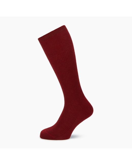 Turnbull & Asser Red Burgundy Mid-length Merino Socks for men