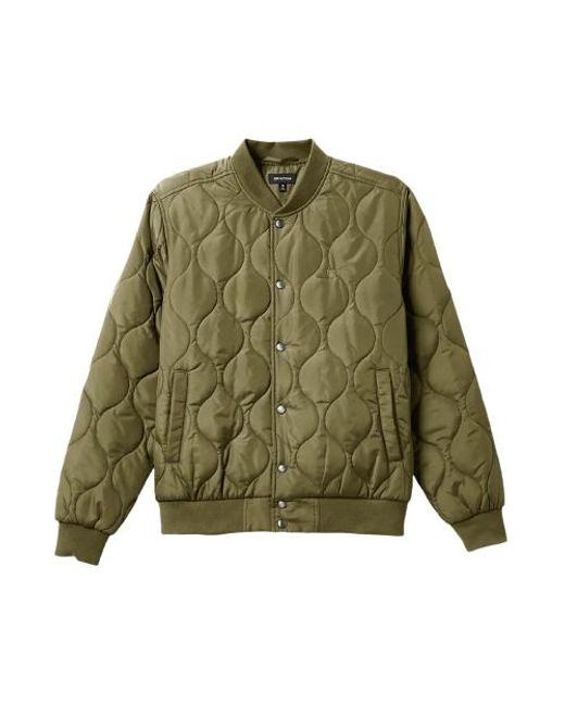 Brixton Dillinger Quilted Bomber Jacket in Green for Men | Lyst