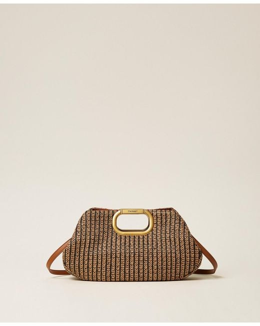 Twinset Natural Straw Jacquard Maxi Clutch