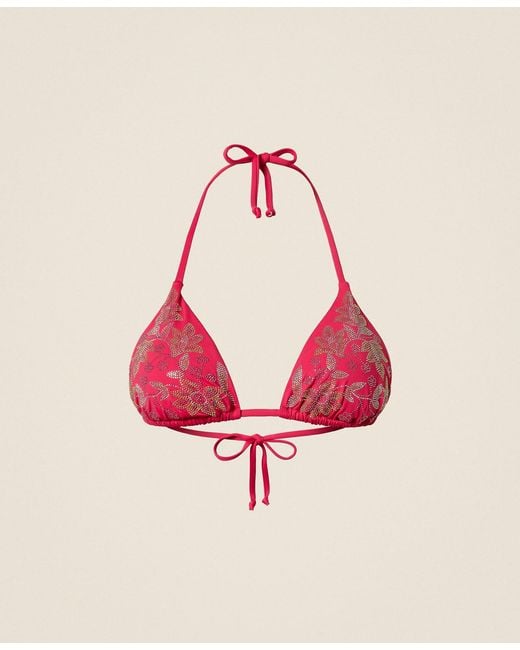 Twinset Pink Triangle Bikini Top With Studs