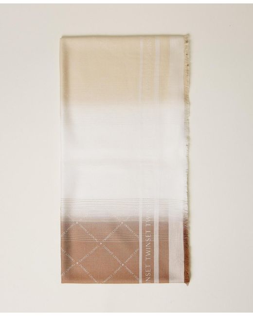 Twinset Natural Jacquard Keffiyeh With Logo