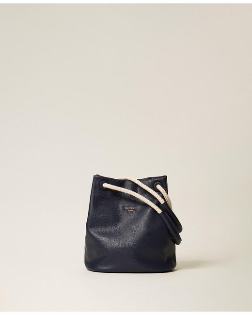 Twinset Blue Bucket Bag With Rope Handles