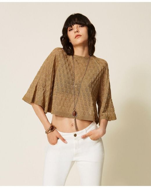 Twinset Natural Dual-Use Cropped Jumper