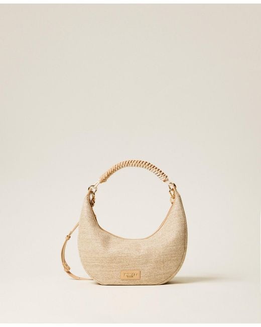 Twinset Natural Raffia-Effect Hobo Bag
