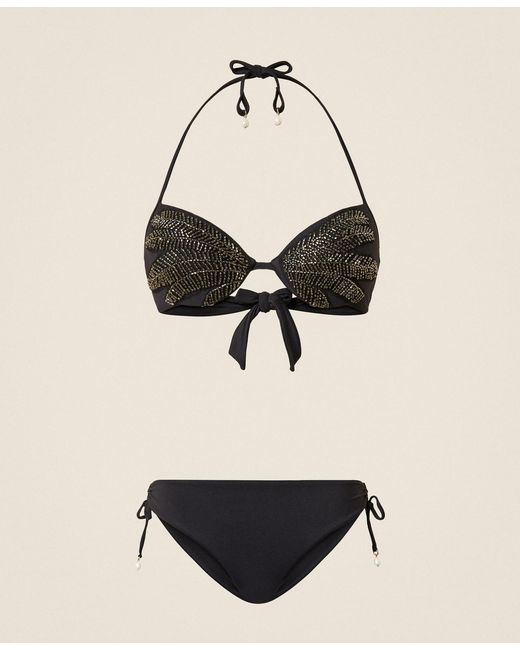 Twinset Natural Push-Up Bikini Top With Embroidery And Briefs