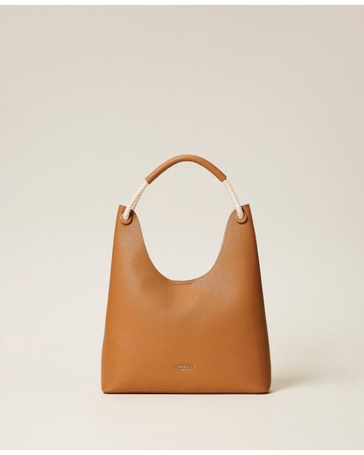 Twinset Natural Hobo Bag With Rope Handle