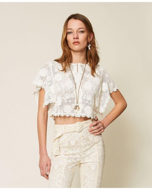 Twinset Natural Floral Knit Shirt