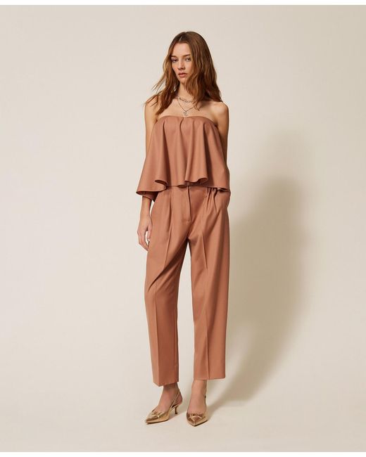 Twinset Natural Cool Wool Cropped Trousers