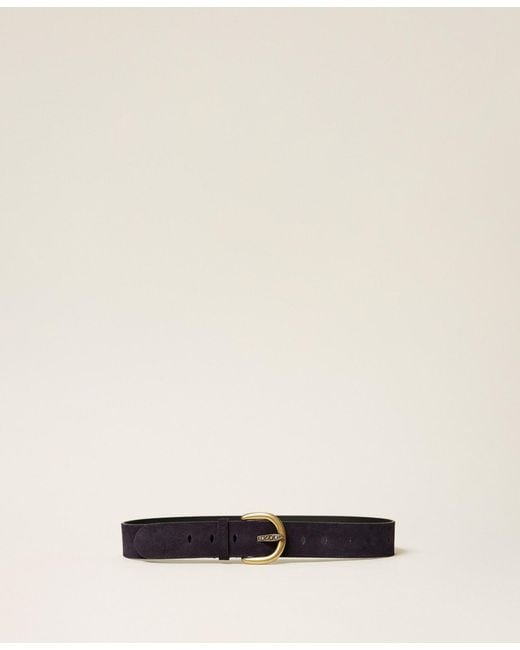 Twinset Natural Suede Belt With Logo
