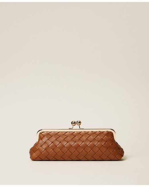 Twinset Brown Handwoven Clutch
