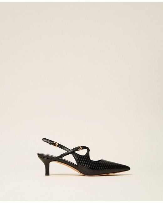 Twinset Natural Leather Slingbacks With Straps