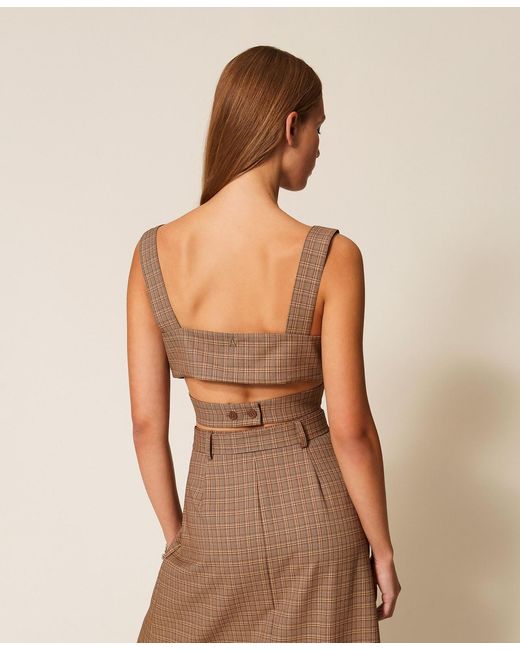 Twinset Natural Glen Plaid Top