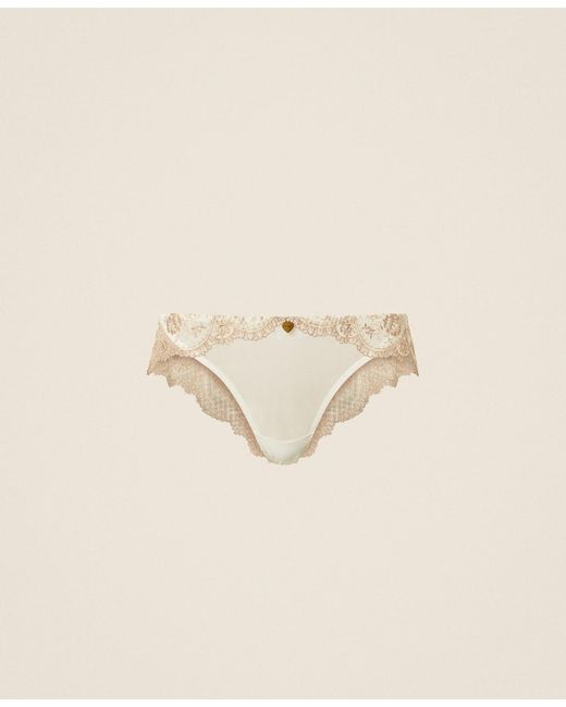 Twinset Natural Tulle And Lace Brazilian Briefs