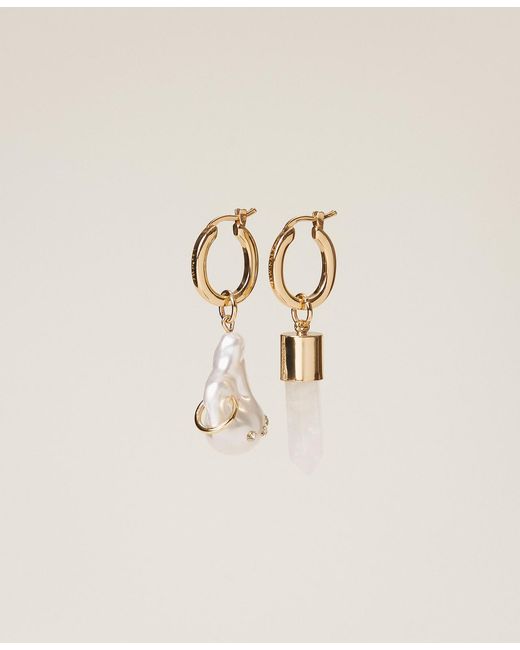 Twinset Natural Asymmetric Earrings With Pendants