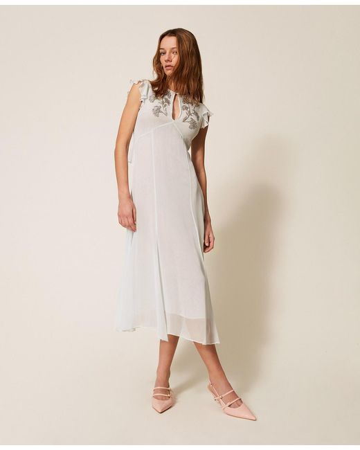 Twinset Natural Hand Embroidered Long Dress