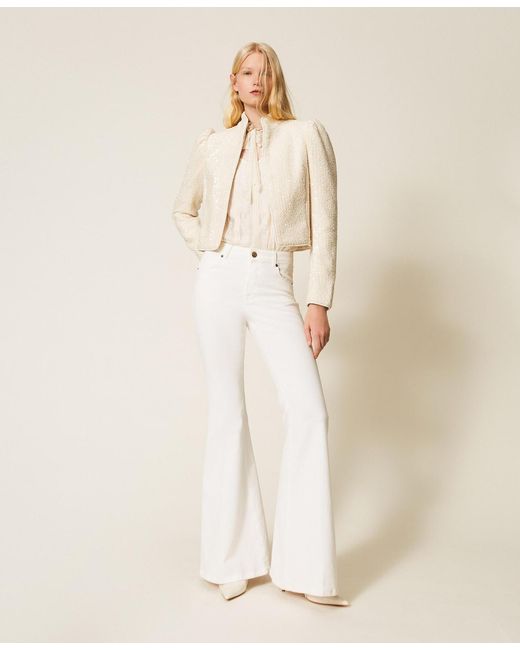 Twinset Natural Cotton Bull Flared Trousers