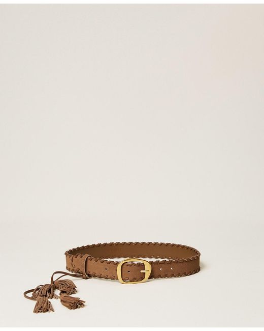 Twinset Natural Suede Belt With Tassels