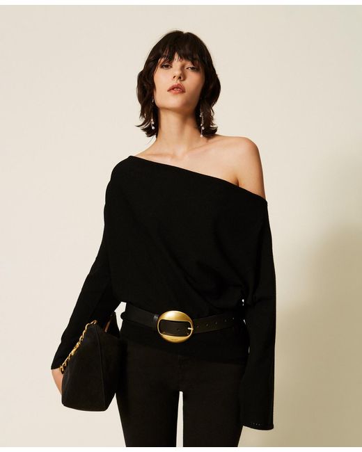 Maxi Pull Double Usage Twinset en coloris Black