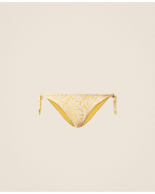 Twinset Natural Bikini Thong With Botanical Print