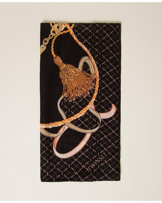 Twinset Black Chain Print Keffiyeh