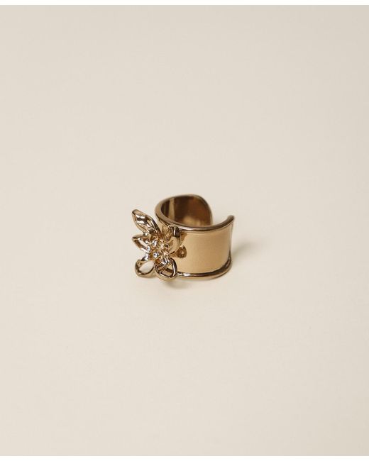 Twinset Natural Ring With Flower And Rhinestones