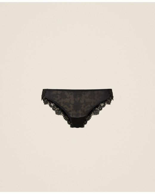 Twinset Natural Charmeuse And Embroidered Tulle Brazilian Briefs