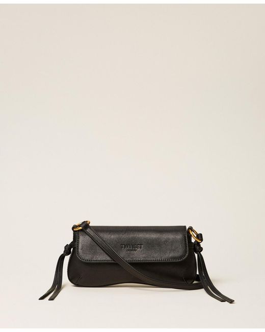 Twinset Natural Leather Shoulder Bag With Flap