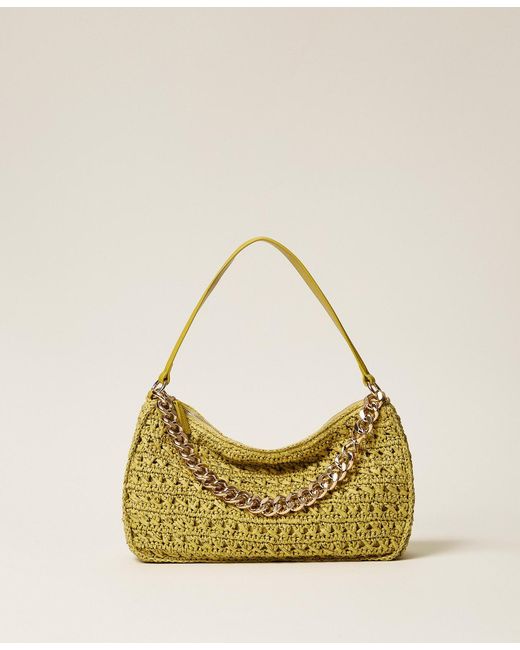 Twinset Natural Large Crocheted Raffia Liliane Bag