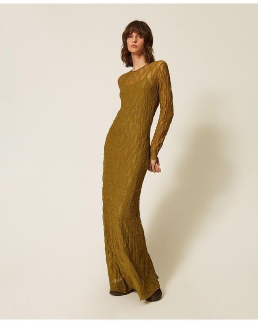 Twinset Natural Long Stretch Lace Dress