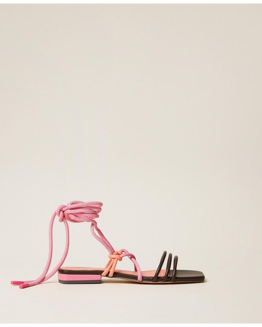 Twinset Pink Myfo Colour Block Flat Sandals
