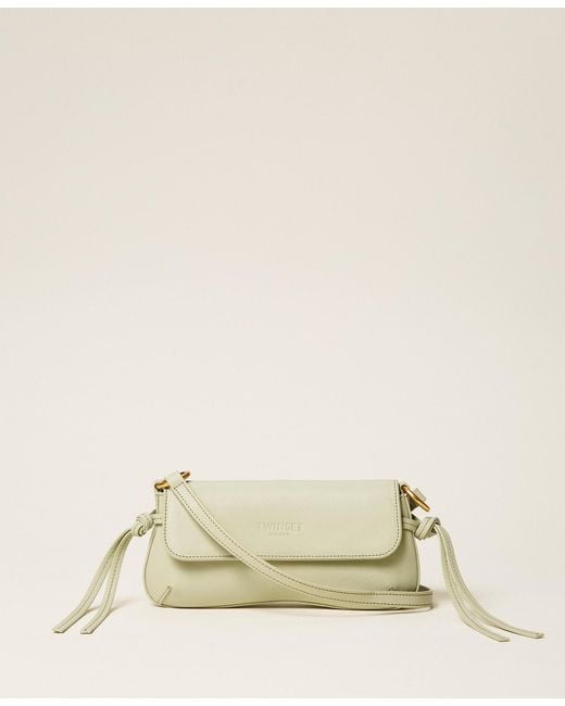 Twinset Natural Leather Shoulder Bag With Flap