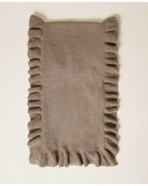 Twinset Natural Knit Scarf With Ruffles