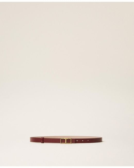 Twinset Natural Reversible Belt With Logoed Buckle
