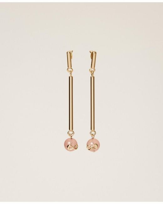 Twinset Natural Earrings With Stones And Logo
