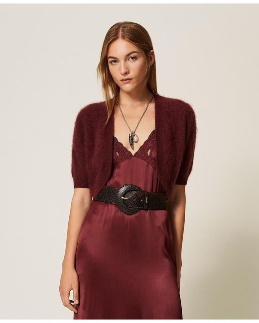 Twinset Red Brushed Wool Blend Shrug