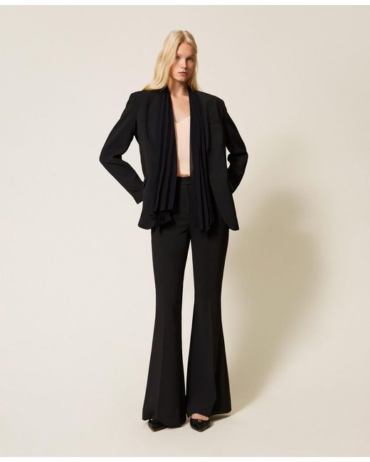Twinset Black Crêpe Flared Trousers