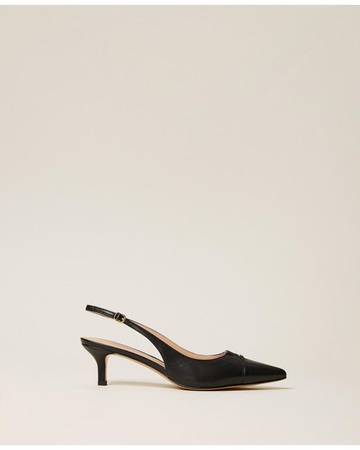 Twinset Natural Leather Sling Backs