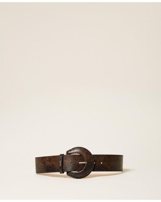 Twinset Natural Ledergürtel Mit Pythonprägung