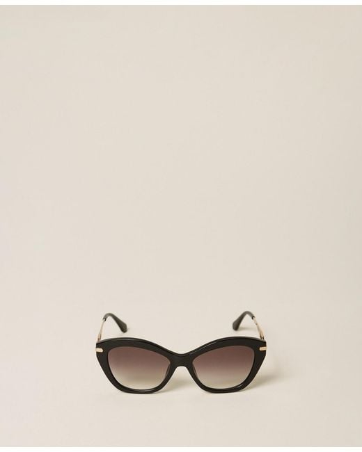 Twinset Natural Butterfly-Shaped Acetate Sunglasses