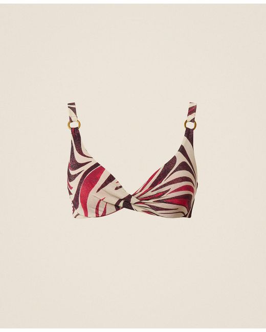 Twinset Pink Underwired Bikini Top With Lurex And Print