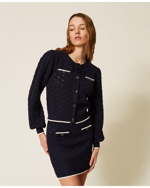 Twinset Blue Jacquard Cardigan