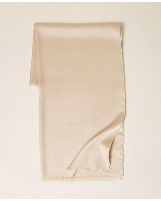 Twinset Natural Stole With Lurex And Jacquard Logo
