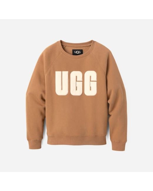UGG ® Madeline Fuzzy Logo Crewneck Top in Brown | Lyst UK