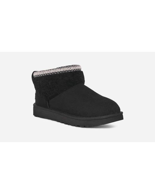 Ugg Black Classic Ultra Mini Maxi Curly Boot Für Damen
