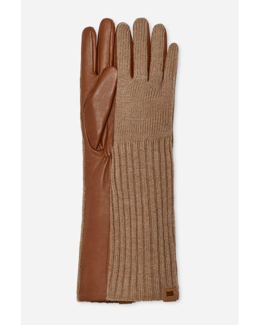 Ugg Brown ® Leather And Knit Glove