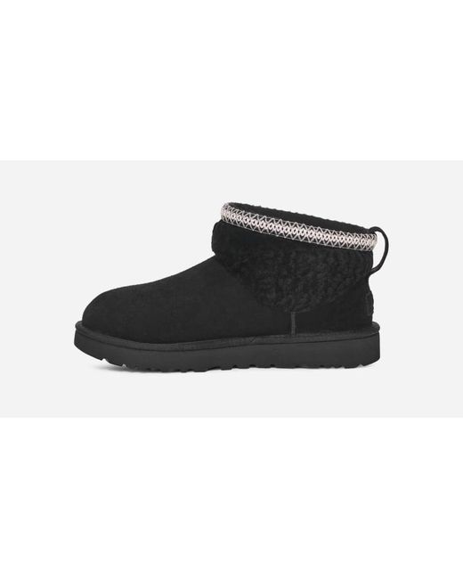 Ugg Black Classic Ultra Mini Maxi Curly Boot Für Damen