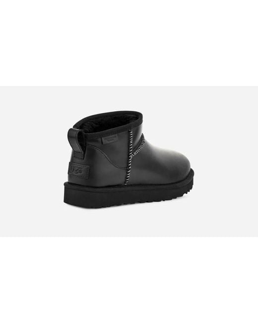 Ugg Black Classic Ultra Mini Leather Regenerate Boot Für Damen