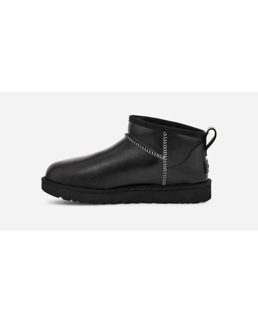 Ugg Black Classic Ultra Mini Leather Regenerate Boot Für Damen