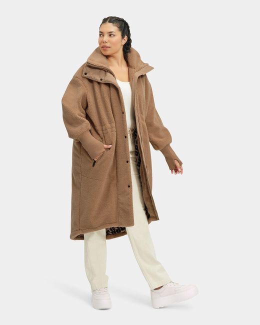 UGG Synthetic Rhiannon Long Sherpa Coat in Camel (Natural) Lyst