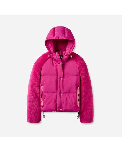 Ugg Pink Mykah Braid Puffer Jacket Polyester